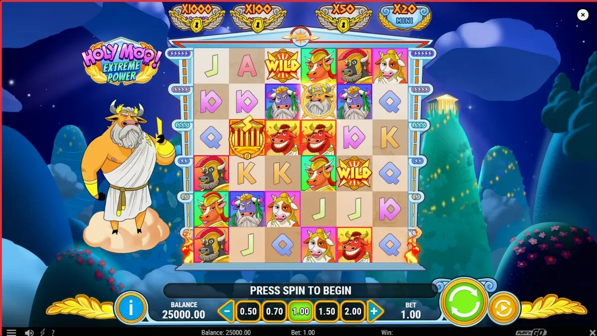 Karakter dewa sapi dalam slot Holy Moo! Extreme Power